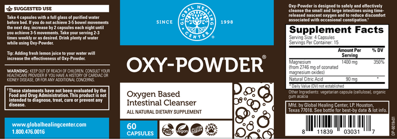 Oxy-Powder (Global Healing) 60ct Label