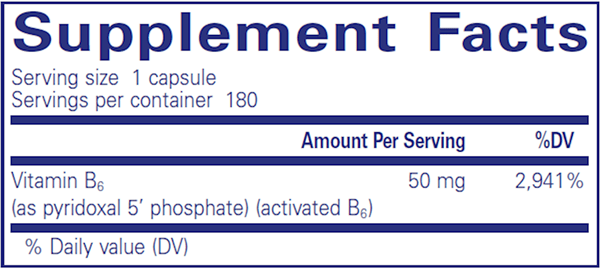 P5P 50 (activated B6) - (Pure Encapsulations) 180ct supplement facts