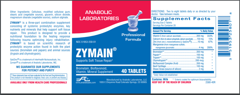 PAIN RECOVERY PACK® (Anabolic Laboratories) Zymain Label