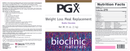 pgx weight loss meal replacement chocolate bioclinic naturals label