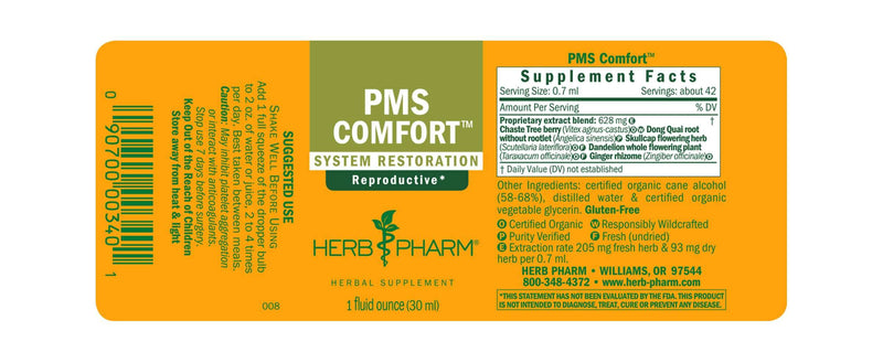 PMS Comfort Tonic Compound label | Herb Pharm