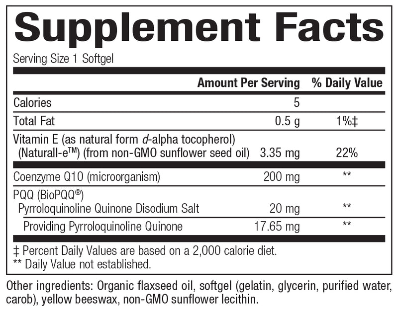 PQQ-10 (Bioclinic Naturals) Supplement Facts