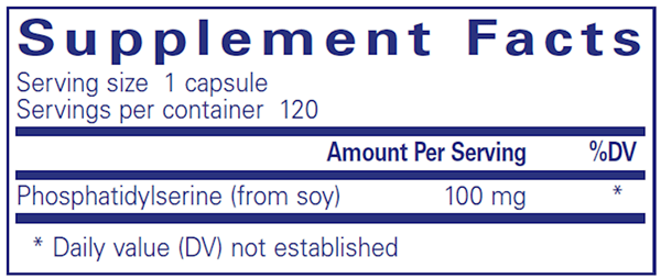 PS 100 (phosphatidylserine) 120 caps (Pure Encapsulations) supplement facts