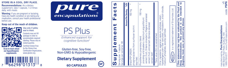 PS Plus Pure Encapsulations label