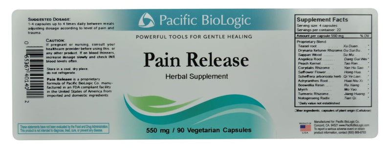 Pain Release (Pacific BioLogic) Label