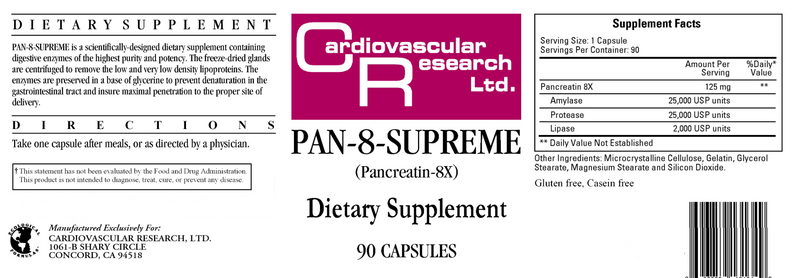Pan-8-Supreme (Pancreatin-8X) (Ecological Formulas) Label