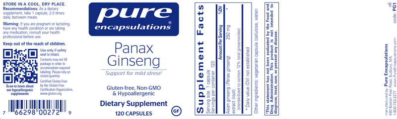 Panax Ginseng (Pure Encapsulations) label