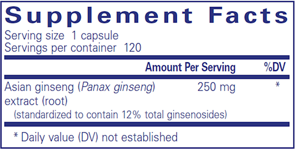 Panax Ginseng (Pure Encapsulations) supplement facts