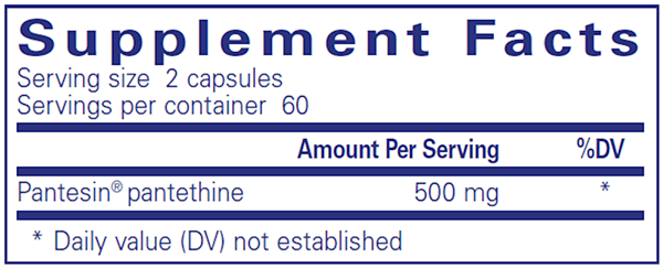 Pantethine 120 caps (Pure Encapsulations) supplement facts