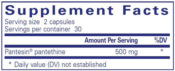 Pantethine 60 caps (Pure Encapsulations) supplement facts
