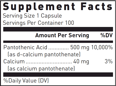 Pantothenic Acid Douglas Labs supplement facts