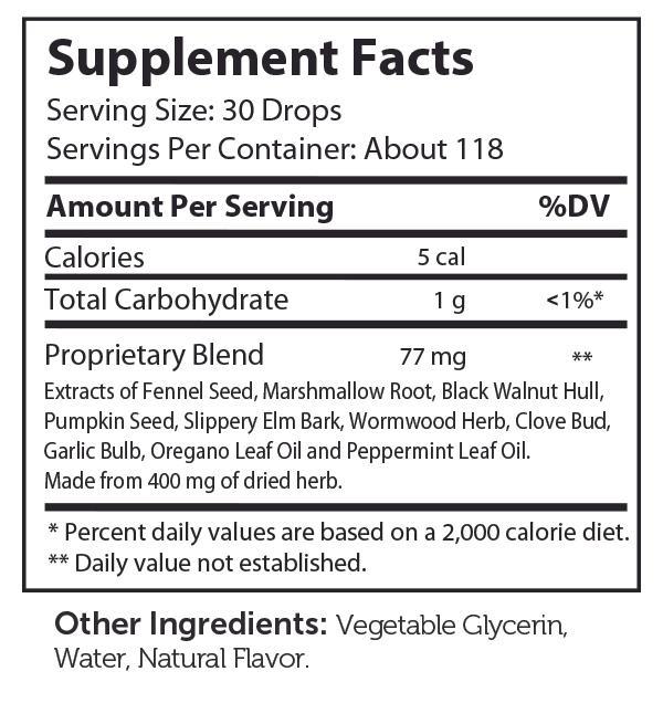 ParaGuard Liquid Supplement Facts Label