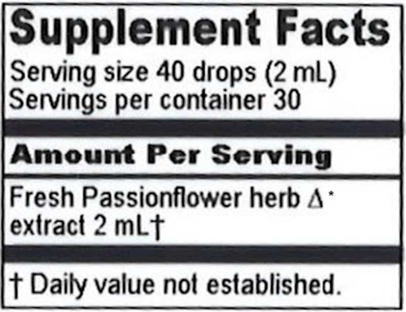 Passionflower Extract (Herbalist Alchemist) Supplement Facts