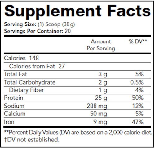 Pea Protein Hypoallergenic Vanilla (Prescribed Choice) Supplement Facts