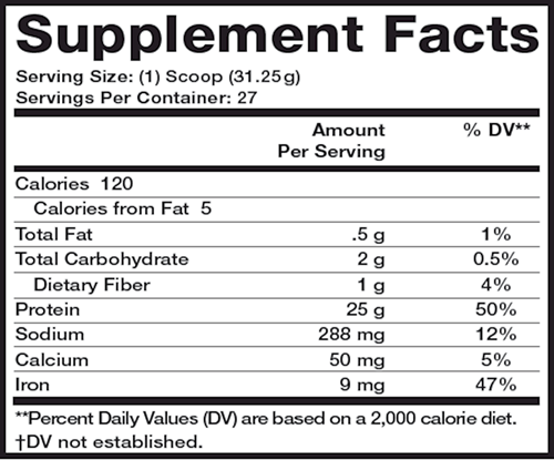 Pea Protein- Unflavored (Lean & Pure) Supplement Facts