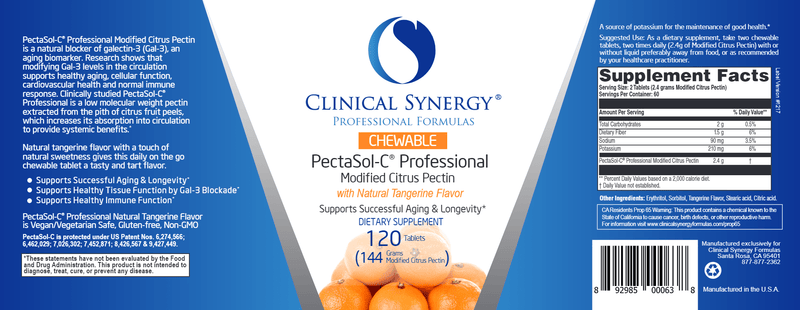 PectaSol-C Professional Chewables Tangerine (Clinical Synergy) Label