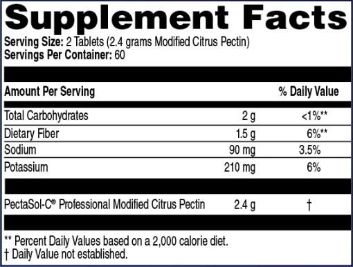 PectaSol-C Professional Chewables Tangerine Supplement Facts Label