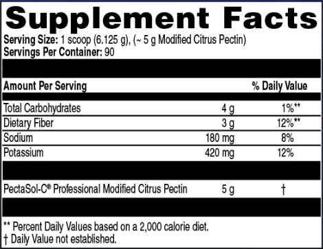 PectaSol-C Professional Lime 551.25g Clinical Synergy supplement facts