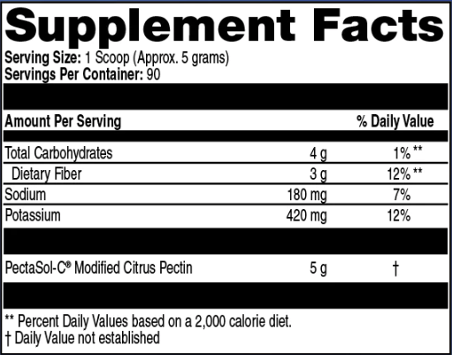 PectaSol-C Professional Powder Supplement Facts Label