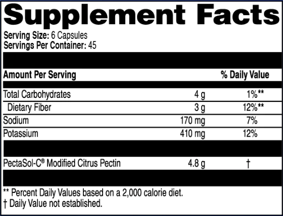 PectaSol-C Professional Supplement Facts Label