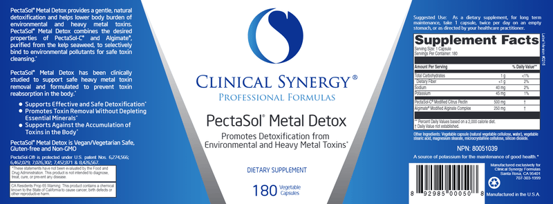 pectasol metal detox clinical synergy label