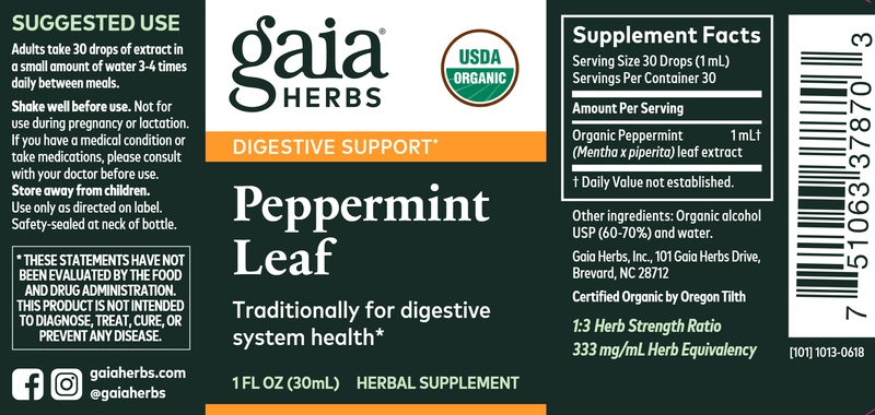 Peppermint Leaf (Gaia Organics®) (Gaia Herbs) Label