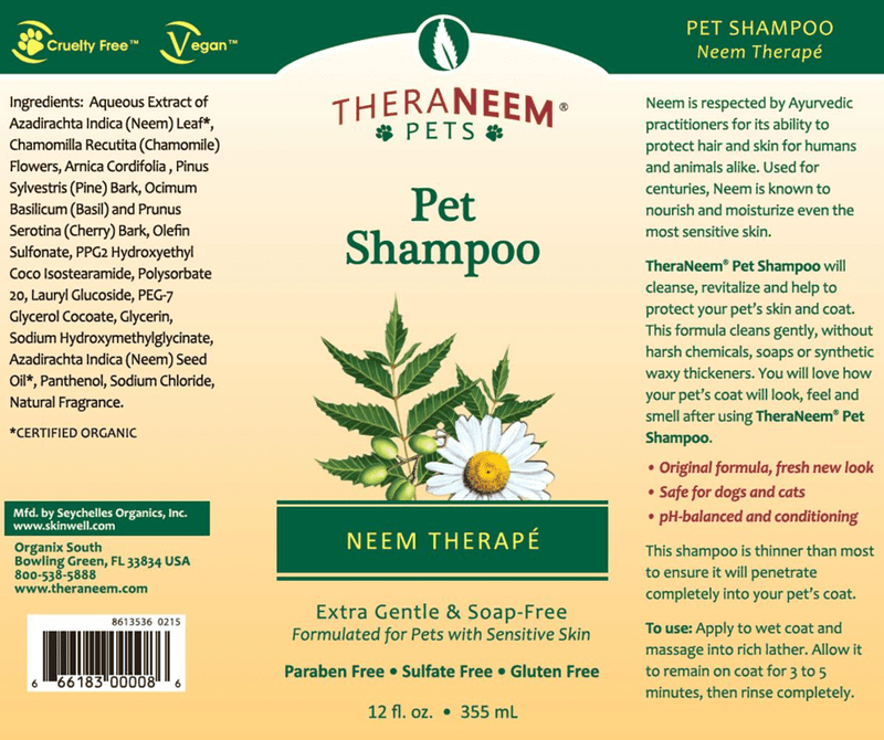 Pet Shampoo (Theraneem) Label