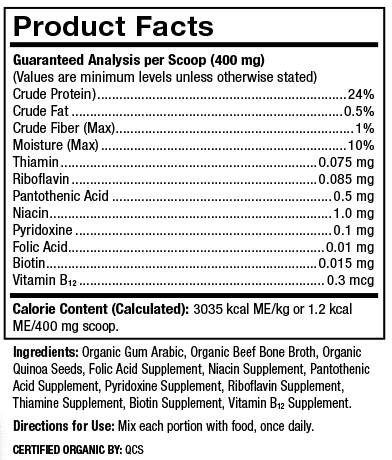 Pet Vitamin B Complex (Dr. Mercola) Product Facts