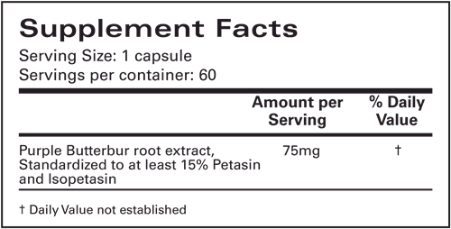 Petadolex 75 mg (Weber & Weber) Supplement Facts
