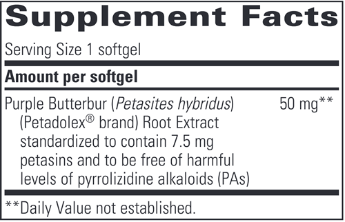 Petadolex Butterbur Extract (Integrative Therapeutics) supplement facts