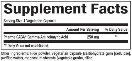 Pharma Gaba 250 mg (Natural Factors) Supplement Facts