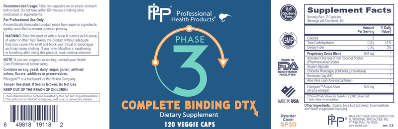 Phase 3 Complete Binding DTX Professional Health Products Label