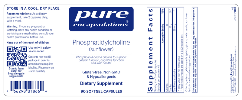Phosphatidylcholine (Pure Encapsulations) label