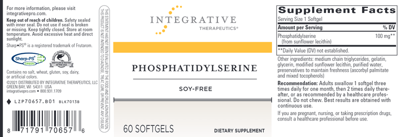 Phosphatidylserine (Integrative Therapeutics) Label