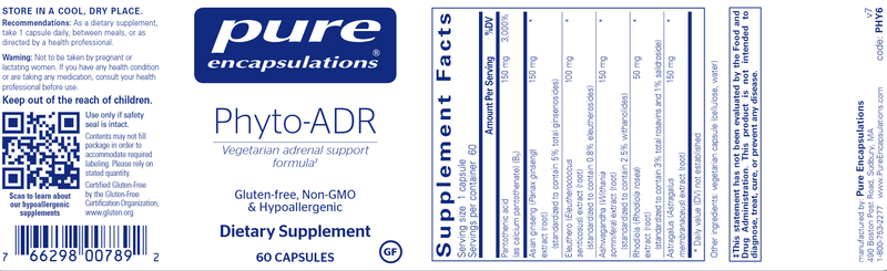 Phyto-ADR 60 caps (Pure Encapsulations) label