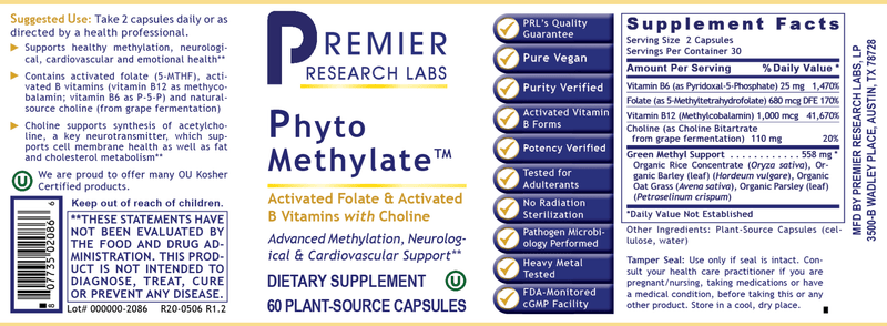 Phyto Methylate Premier (Premier Research Labs) Label