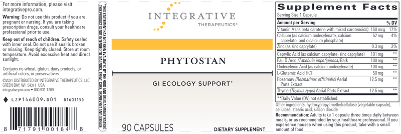 Phytostan Caprylic Acid (Integrative Therapeutics) Label