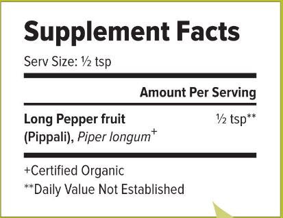 Pippali Powder (Banyan Botanicals) Supplement Facts