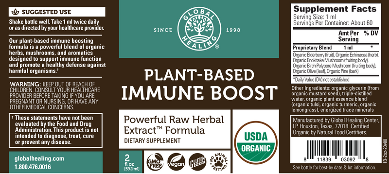 Plant Based Immune Boost (Global Healing) Label