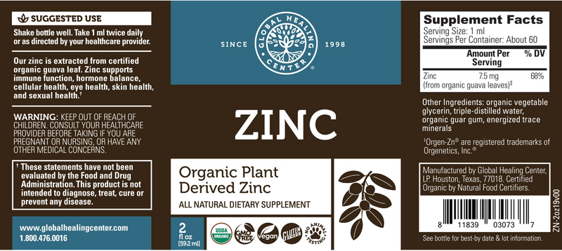 Plant-Based Zinc (Global Healing) Label