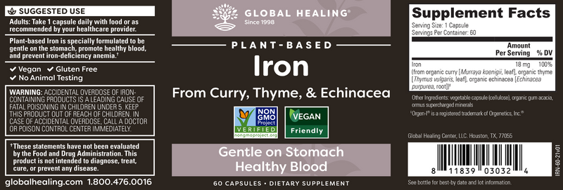 Plant-Based Iron (Global Healing) Label