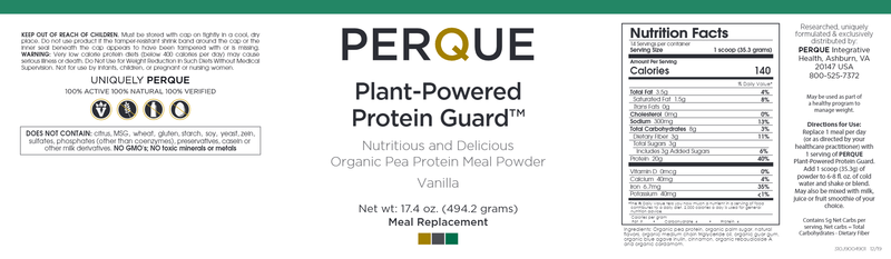 Plant-Powered Protein Guard Vanilla (Perque) Label