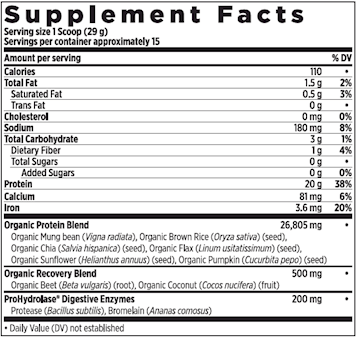 Plant Pro Fuel and Replenish Chocolate (New Chapter) Supplement Facts