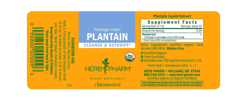 Plantain label Herb Pharm