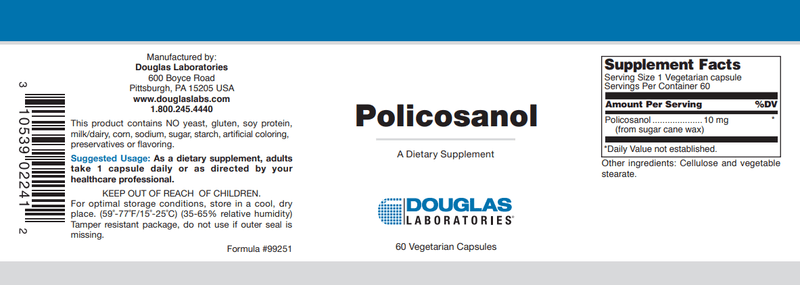Policosanol Douglas Labs Label