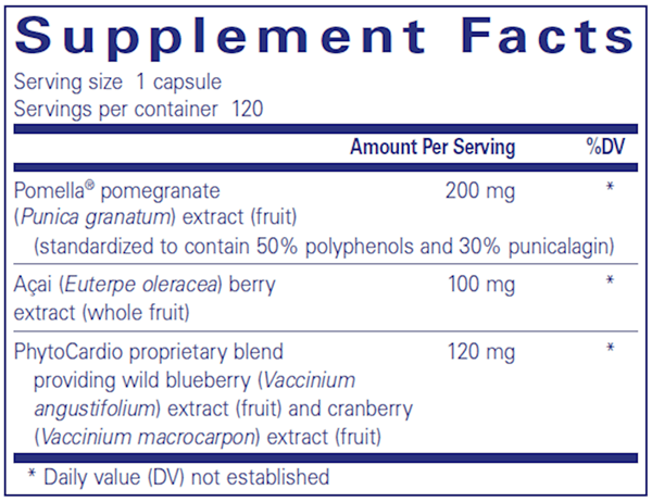 Pomegranate Plus 120's - IMPROVED (Pure Encapsulations) supplement facts
