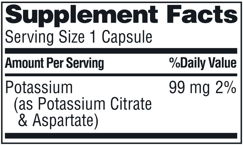 Potassium 90 Caps Twinlab Supplement Facts