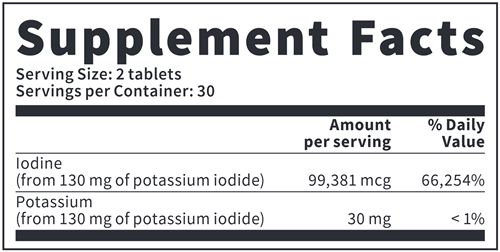 Potassium Iodide 65 mg (Vitazan Pro) Supplement Facts
