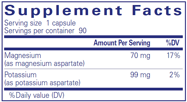 Potassium Magnesium (aspartate) 90's (Pure Encapsulations) supplement facts