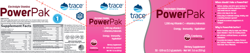 Power Pak Electrolyte Cranberry Trace Minerals Research label